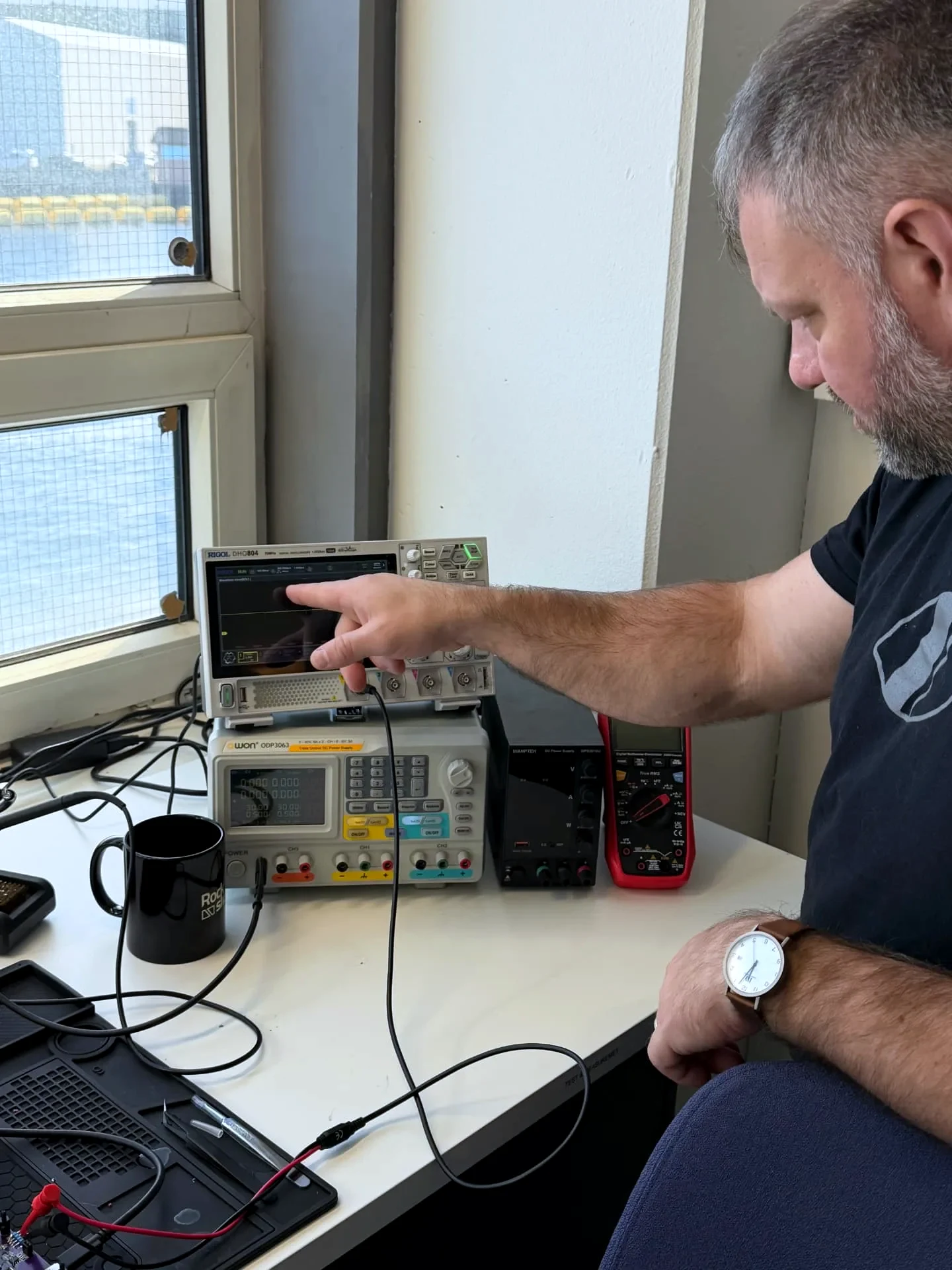 Electronics testing at the workshop bench